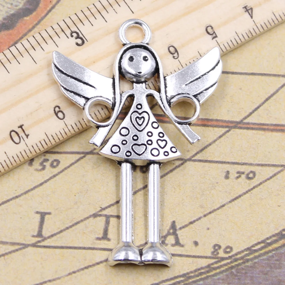 

6pcs Charms Praying Angel 58x38mm Tibetan Bronze Silver Color Pendants Crafts Making Findings Handmade Antique DIY Jewelry