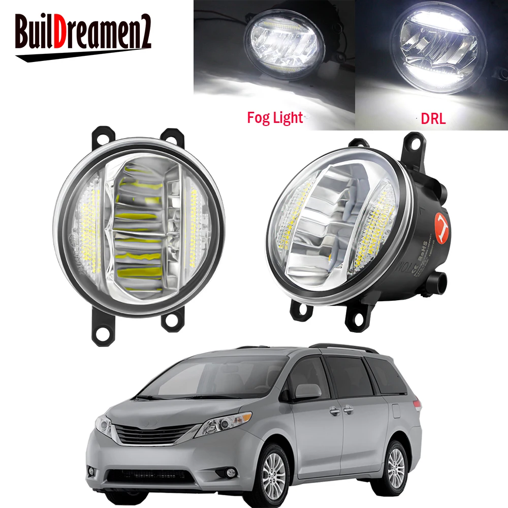 

2 Pieces Car Front Bumper LED Fog Light Assembly Daytime Running Lamp DRL 30W H11 12V For Toyoya Sienna 2009 2010 2011 2012 2013