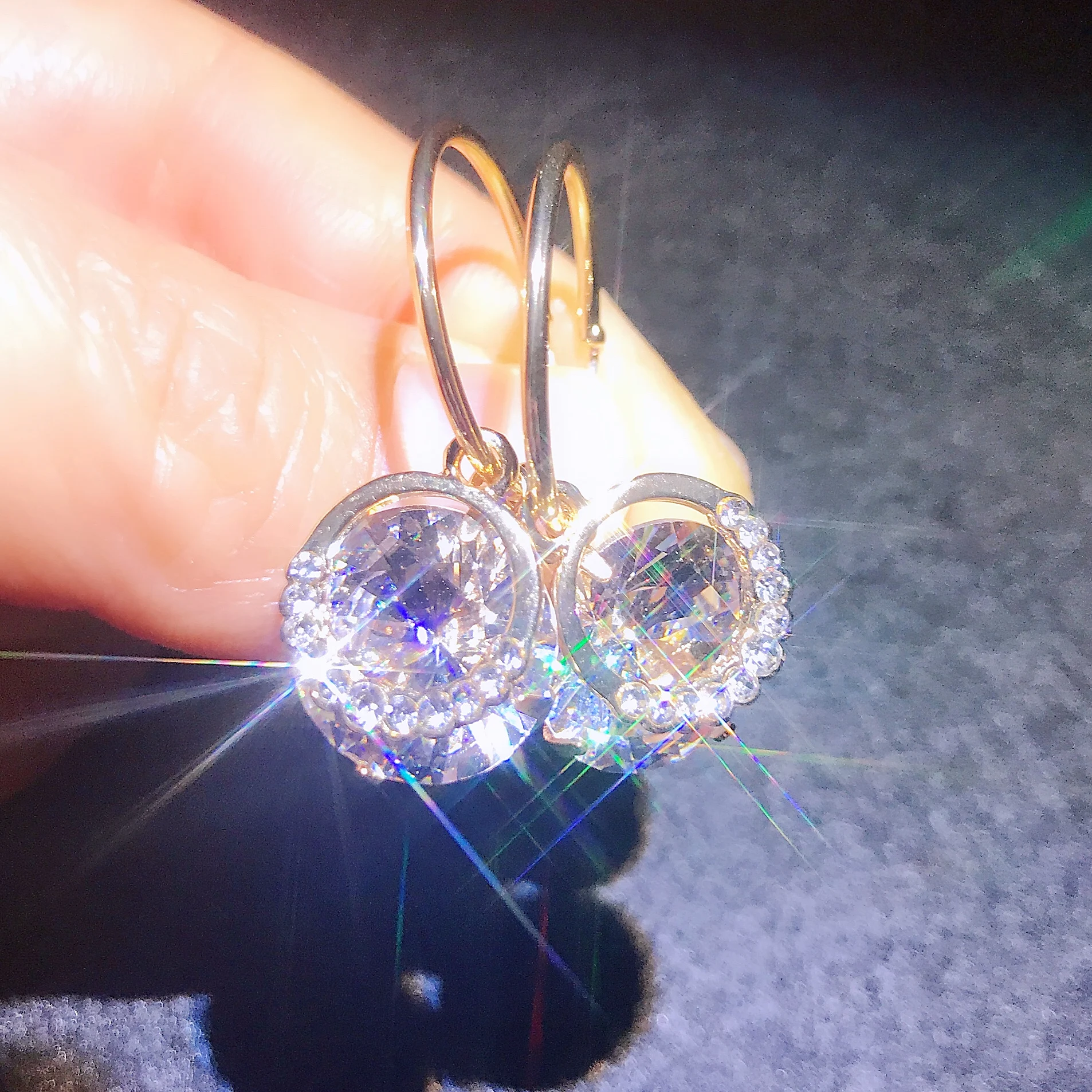 FYUAN Zircon Geometric Dangle Earrings for Women Bijoux Exquisite Small Circle Crystal Drop Statement Gifts | Украшения и