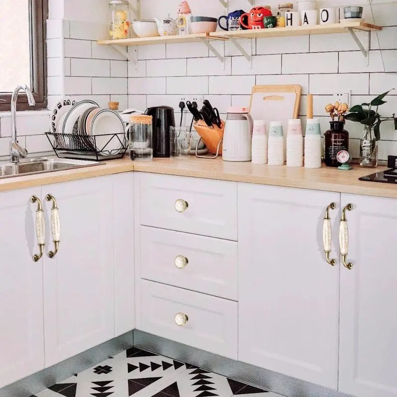 Желтая мраморная ручка WV садовая керамическая американская современная для