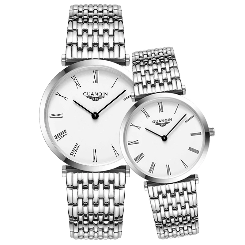 GUANQIN Pair Watches For Couples Men Women Minimalist Watch Quartz Wristwatch  Ultra-Thin Lovers Watch Vintage Couple Clock Tool