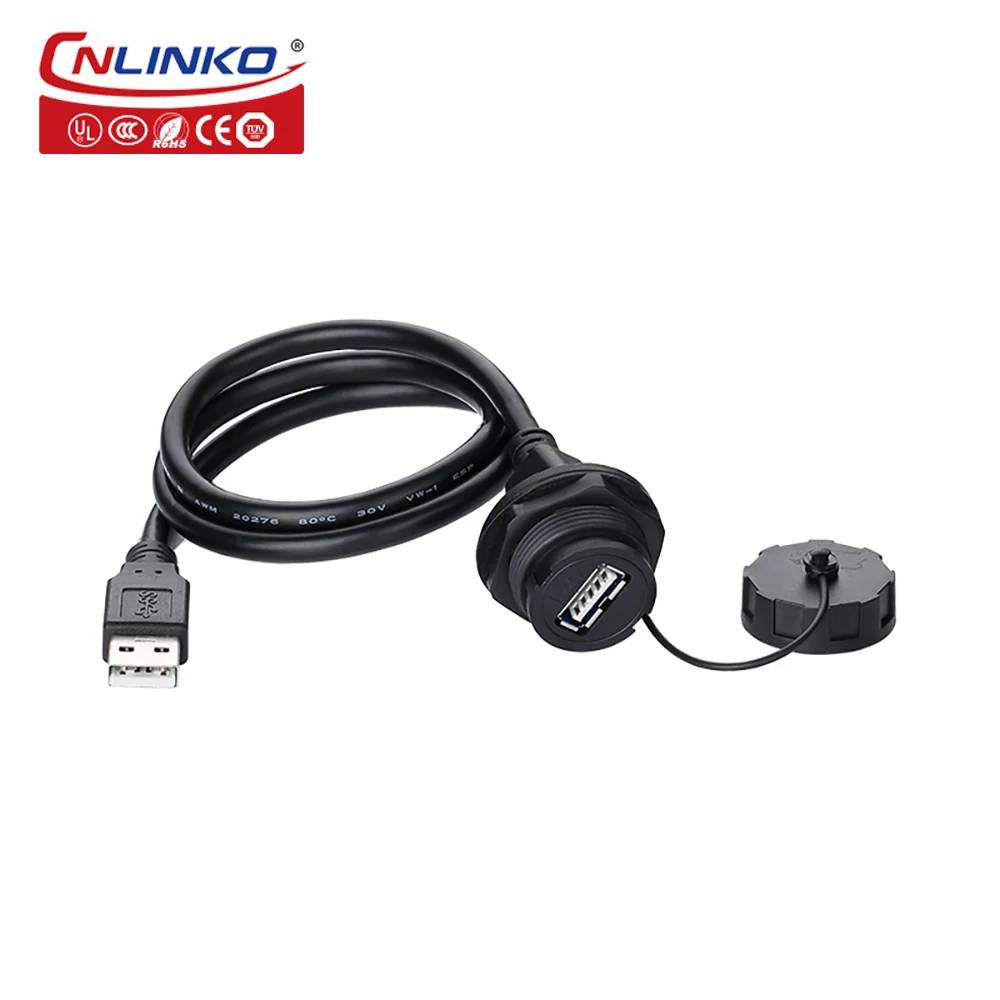 

Cnlinko YU-USB Dual Ports Panel Mount USB2.0 Port Connectors Waterproof Sealed IP67 USB Connector A Type Charging Ports Socket