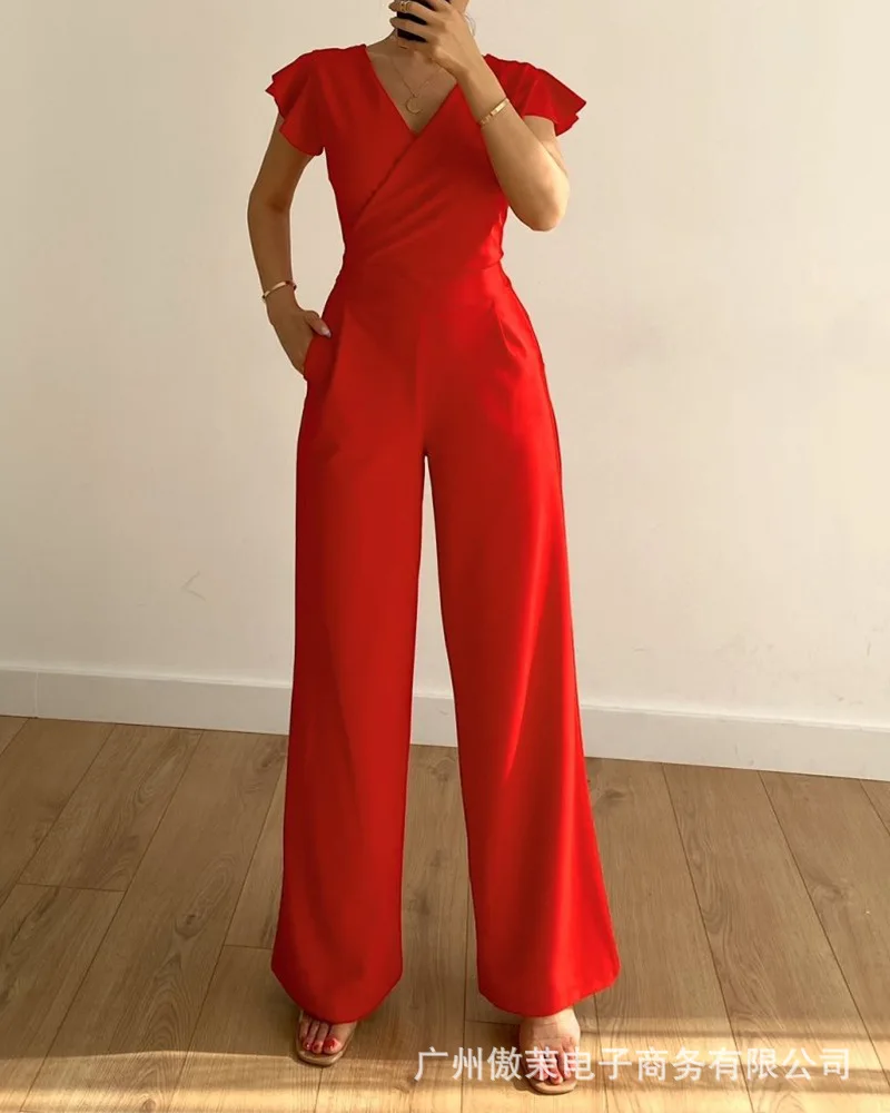 

Модный женский новый комбинезон с оборками на талии