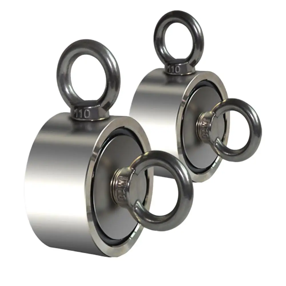 Сильный неодимовый магнит двусторонний поисковый магнитный крючок D48 - D74 * 28 мм