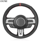 Сшитая вручную мягкая черная замша чехол рулевого колеса автомобиля для Ford Mustang 2015, 2017, 2018, 2019, Mustang GT 2015, 2017, 2018, 2019