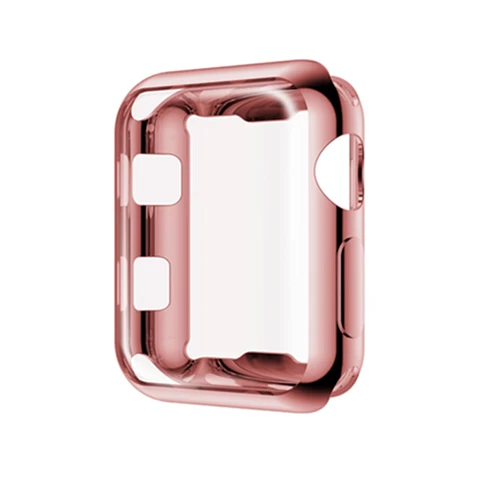 rose pink Защитный чехол для apple watch 5, 4, 3, 2, 1, iwatch band 42 мм, 38 мм, 44 мм, покрытие для экрана, силиконовая Мягкая универсальная ультратонкая прозрачная рамка - Цвет: rose pink