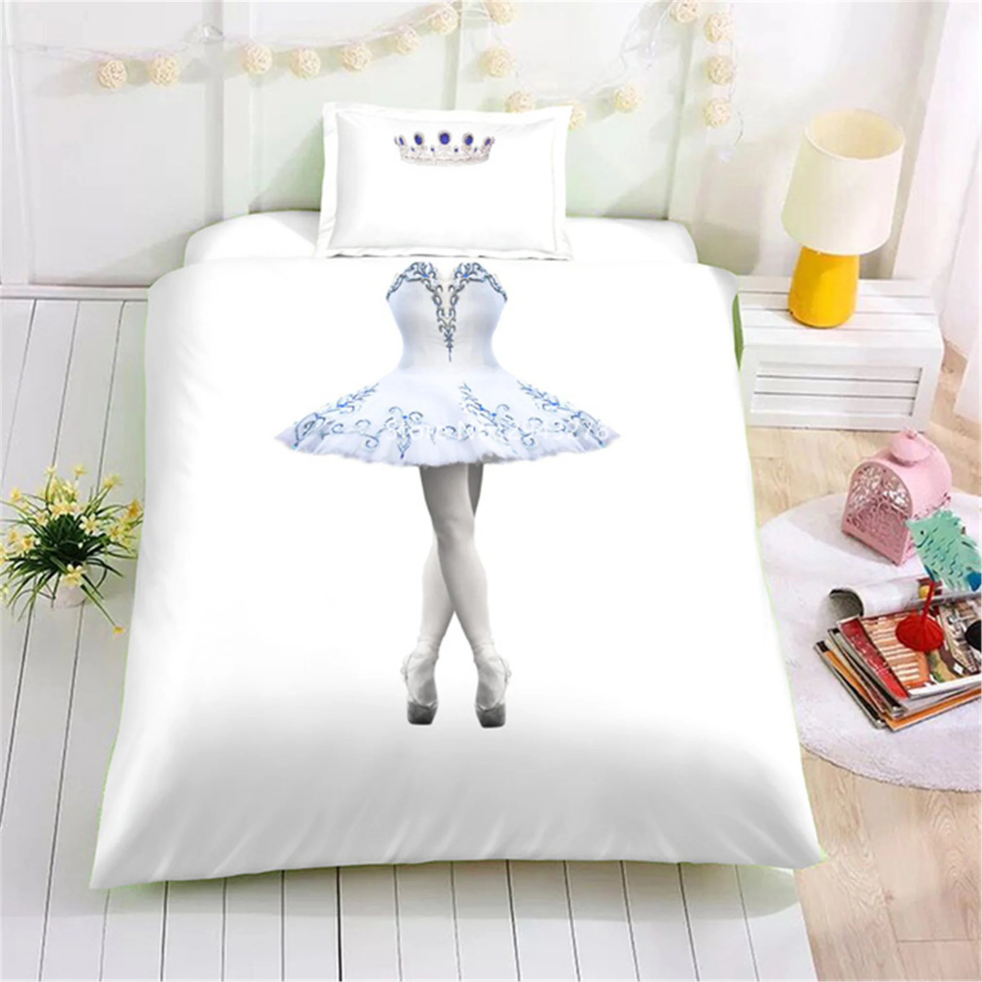 Home Textile Creative Personality Pink Princess Dress Pattern Children's Duvet Comforter Pillowcase Bedding Bedroom Decoration