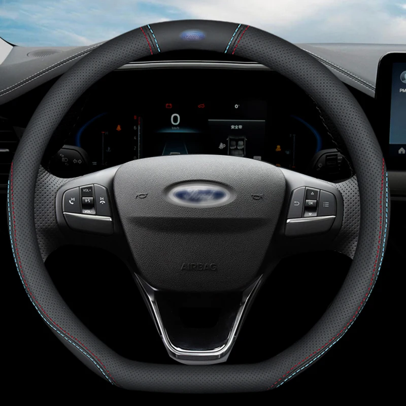 

Car Steering Wheel Cover for Ford Kuga 2008 2009 2010 2011 Focus 2 Auto Steering-Wheel Cover Anti-Slip Car Accessories D shape
