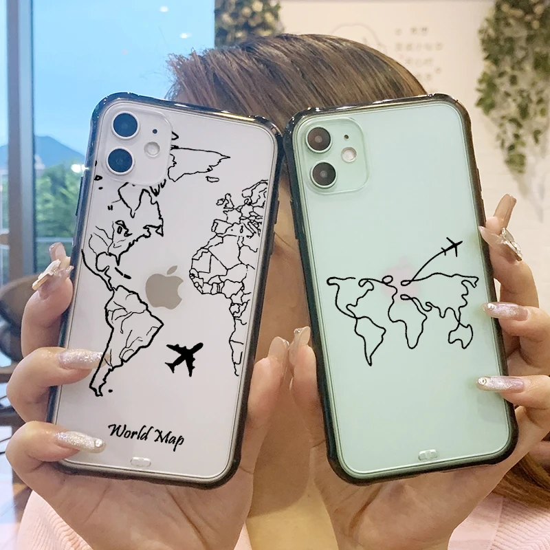 Чехол для телефона с картой мира iPhone 11 X XR Xs Max 8 7 Plus силиконовый чехол бампер и