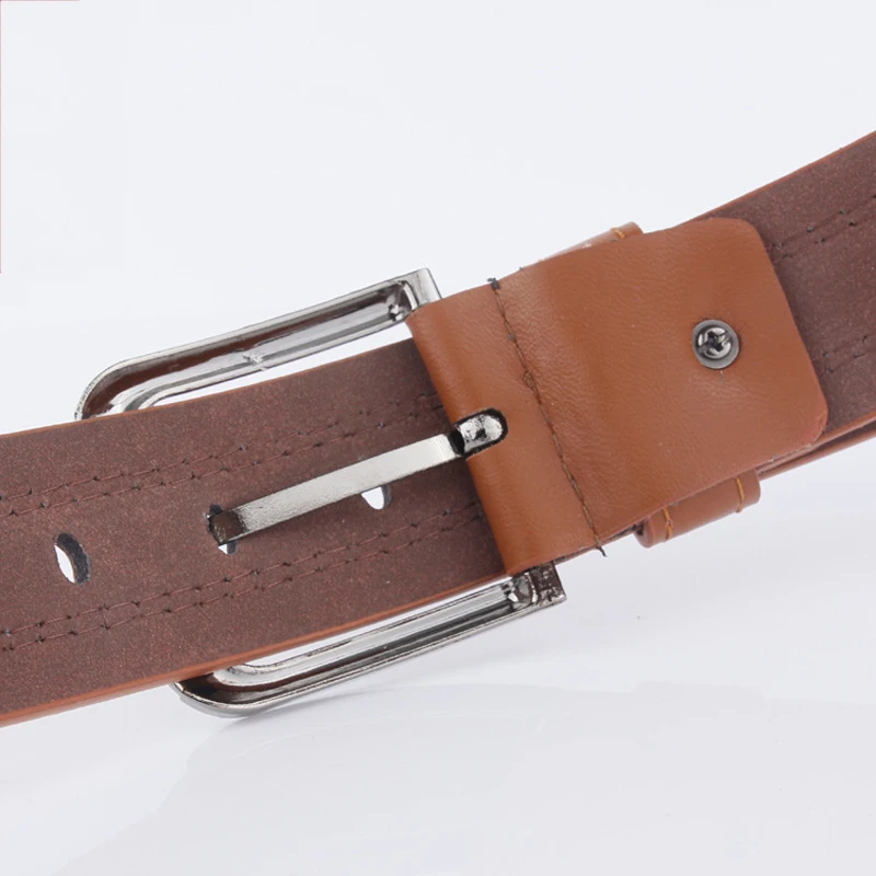 Высокое качество мужской ремень Одноцветный имитация кожи пряжка Повседневный