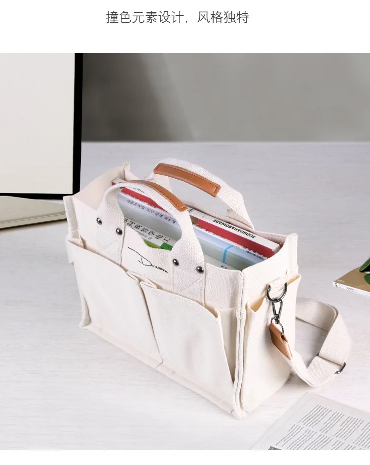 

Large Capacity Korean Multi-pocket Handbag Ins Casual Shoulder East Gate Slanted Newspaper Schoolgirl Canvas Bag Crossbody Bag