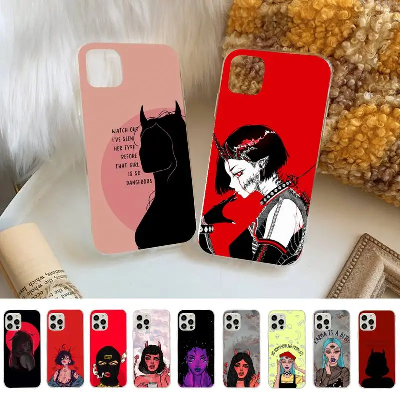

Sexy Devil Woman Phone Case for iphone 13 8 7 6 6S Plus X 5S SE 2020 XR 11 12 pro XS MAX