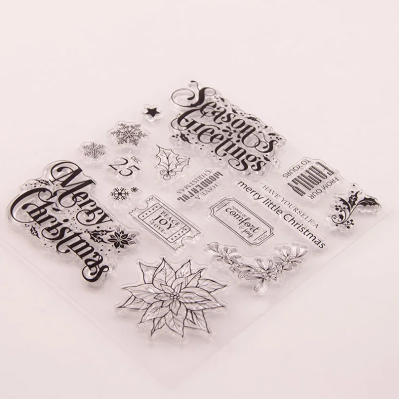 Рождественские листья прозрачный силиконовый штамп печать для резки сделай сам