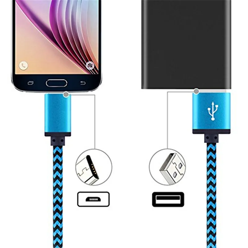 Micro USB-кабель 2 4 А нейлоновый для быстрой зарядки и передачи данных Samsung Xiaomi LG