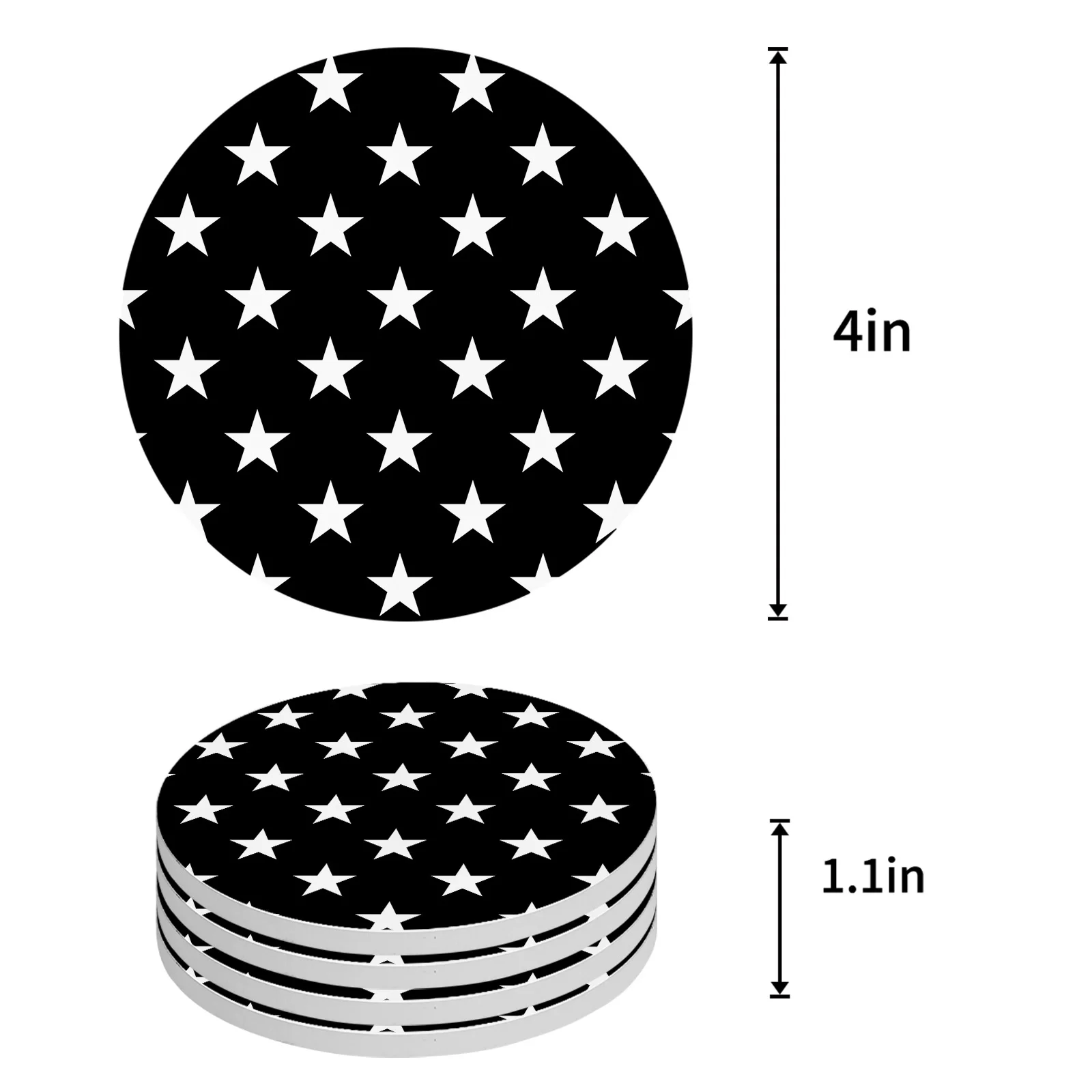 Stars White Black Placemats for Table Coffee Kitchen Accessories Decor Ceramic Coasters |