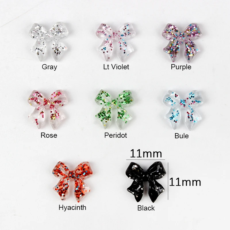 

Hot sale Sequins Nail Bow Knot 11x11mm Glitter AB Charm Nail Art Decorations Rhinestone DIY Nails Art Accessories 30/100pcs