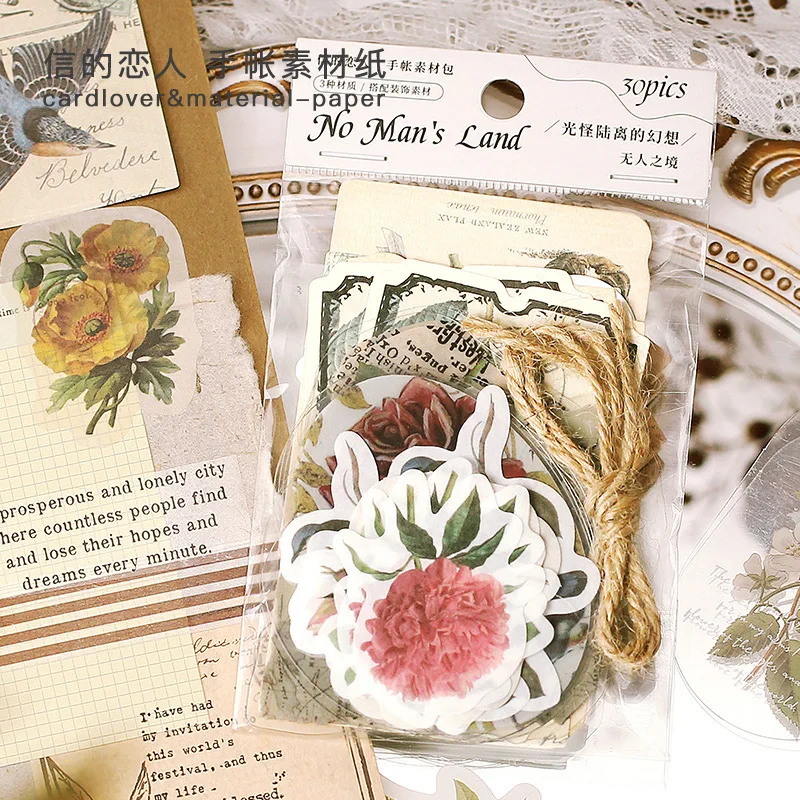 

30pcs/lot Memo Pads Material Paper Bizarre fantasy Junk Journal Scrapbooking Cards Retro Background Decoration Paper