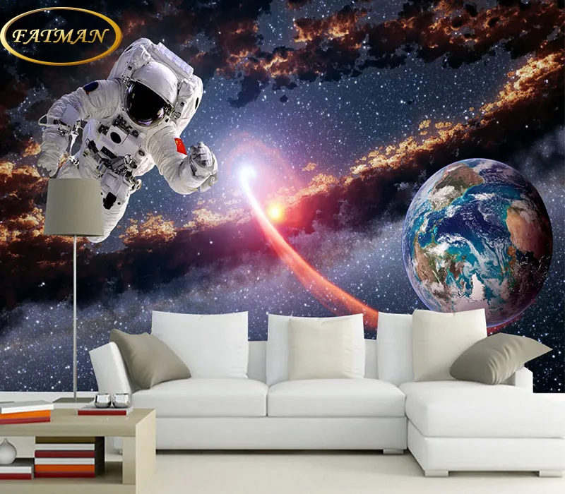 

Dropshipping Custom 3D Photo Wallpaper Stereo Astronaut Earth Planet Space Museum Living Room Waterproof Extra Thick Mural