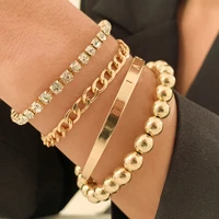 boho luxury shiny crystal claw diamond love carved cuffed bracelet combination womens retro simple bracelets girl jewelry gift