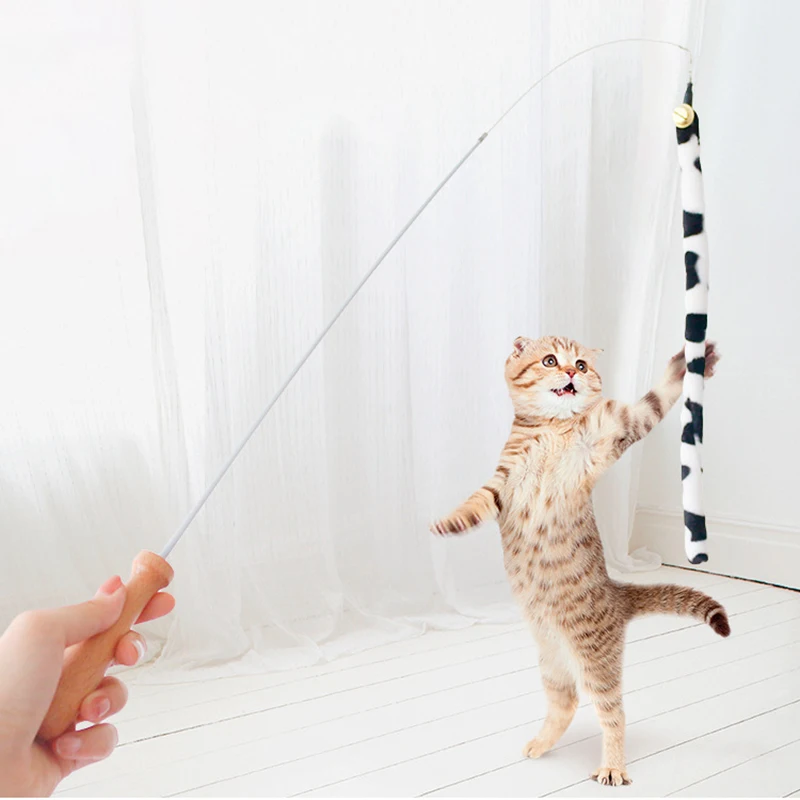 

Legendog Retractable Cat Wand Cat Interactive Toy Funny Long Pendant Cat Teaser Kitten Play Wand Wood Handle Cat Wand