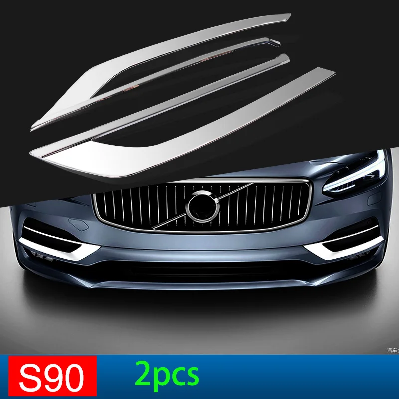 

Стайлинг автомобиля, хромированная наклейка для Volvo V90 S90 2016 2017 2018 2019, нержавеющая сталь, передний бампер, аксессуары для автомобиля