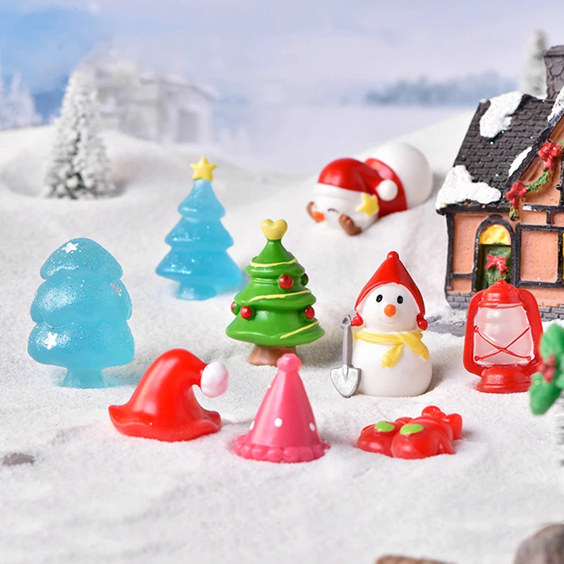 

15pc Christmas Miniatures Snowman Santa Claus Trees Figurines Fairy Garden Craft