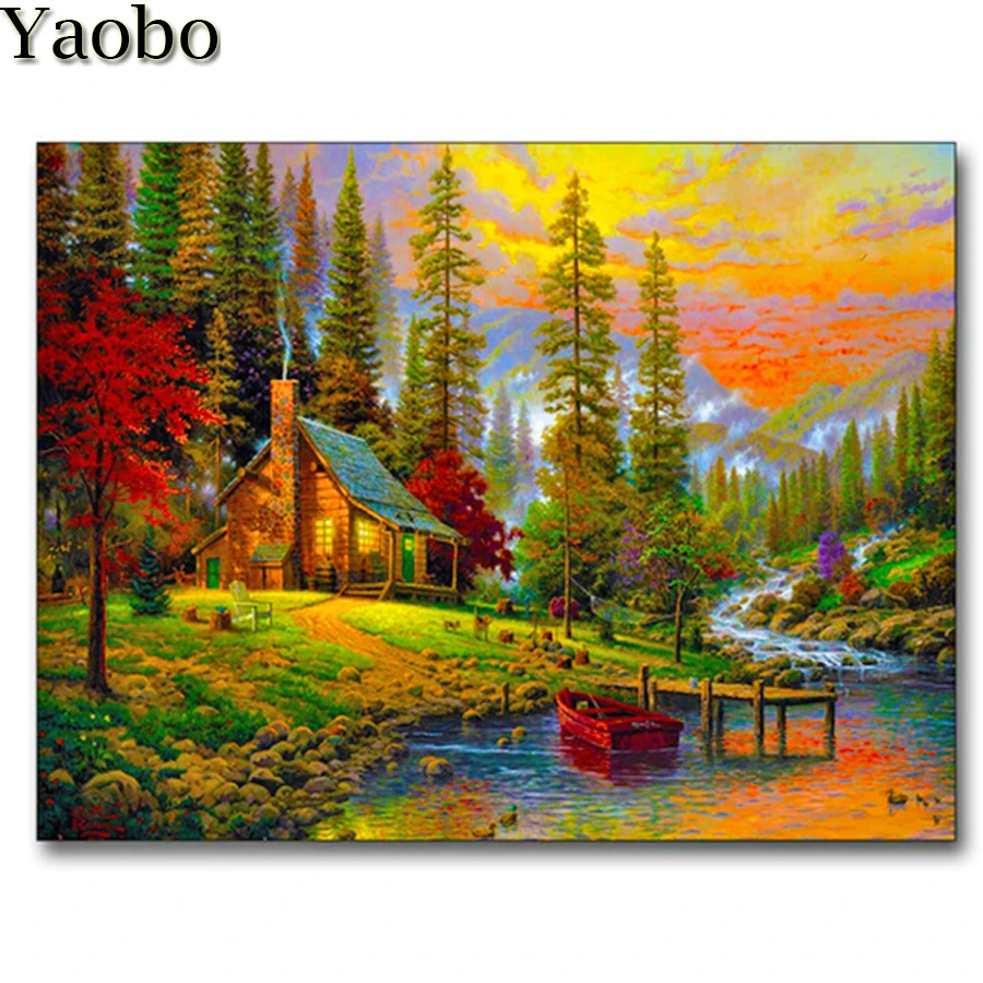 

DIY 5D Diamond Painting Full Drill Square Round Fantasy forest scenery houses autumn Diamond Embroidery mosaic Cross Stitch kits