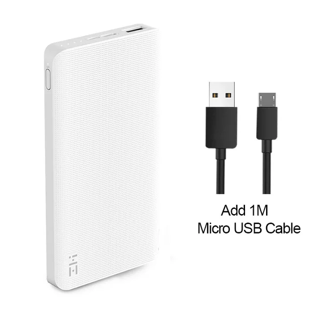 White Micro Cable ZMI power Bank 10000 мАч Внешний аккумулятор Портативная зарядка Быстрая зарядка 2,0 Двусторонняя Быстрая зарядка для iPhone - Цвет: White Micro Cable