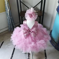 lovely kids clothes baby infant girls first birthday party dress sequined bow princess pageant gown special occasion