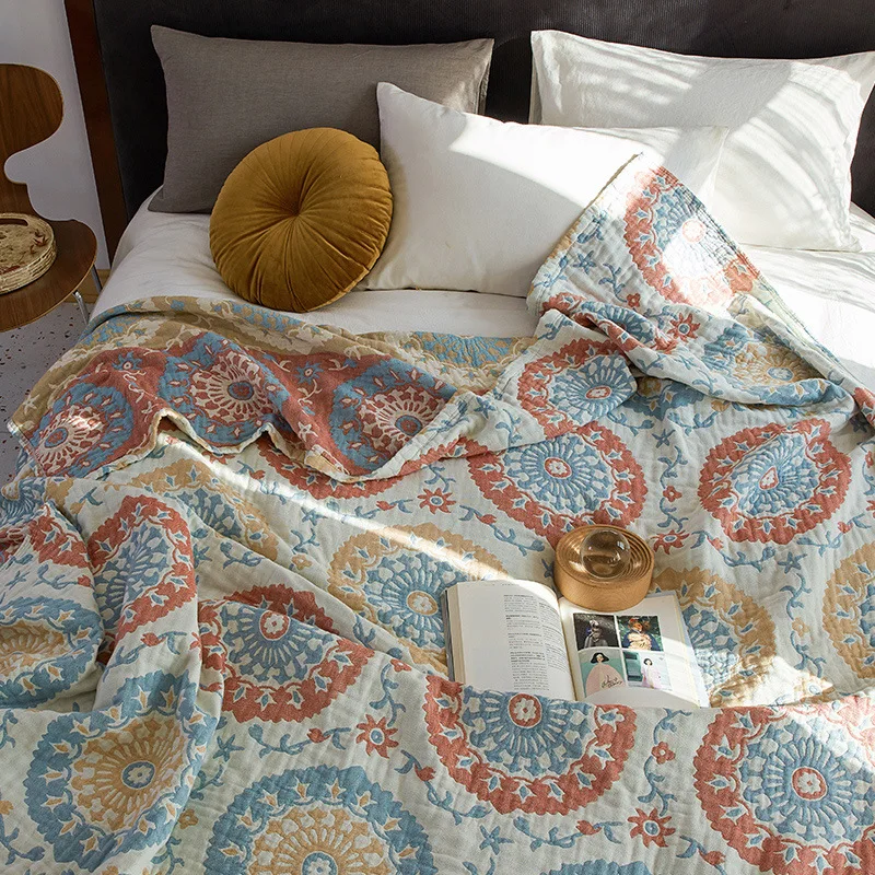 للبيع أربعة طبقة الشاش منشفة من القطن الثقيل القطن واحد مزدوج منشفة من القطن الثقيل الصيف الأطفال الطفل قيلولة بطانية الصيف بطانية باردة