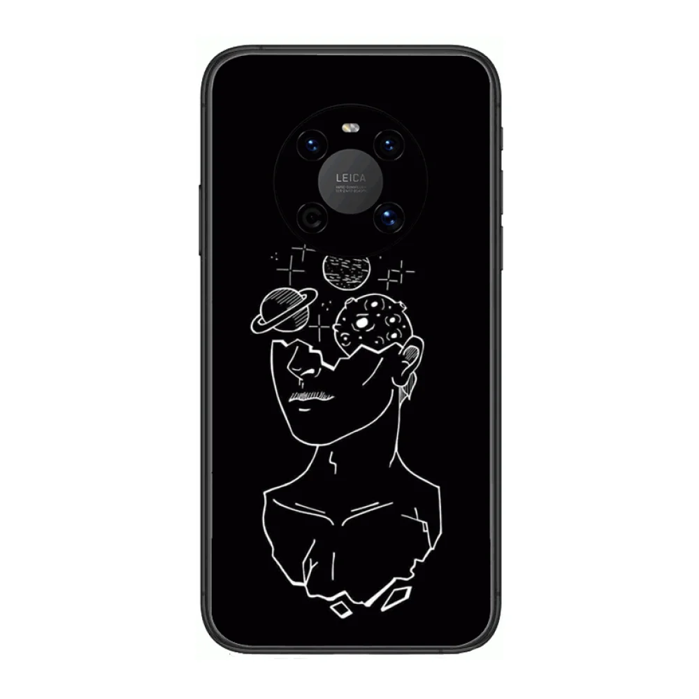 

minimalism Phone Case For Huawei mate 30 10 20 40 Lite Smart Z Pro Black Etui 3D Coque Painting Hoesjes case
