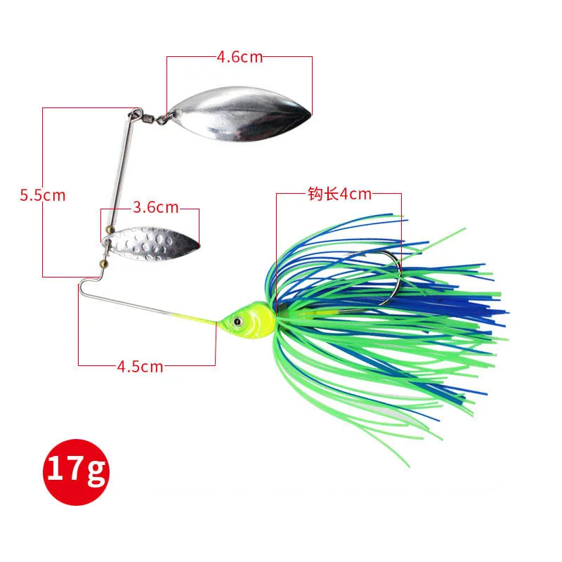 5 шт. 17g Спиннербейт рыболовная приманка резиновая юбка Spinner Jig Head крючки станок и