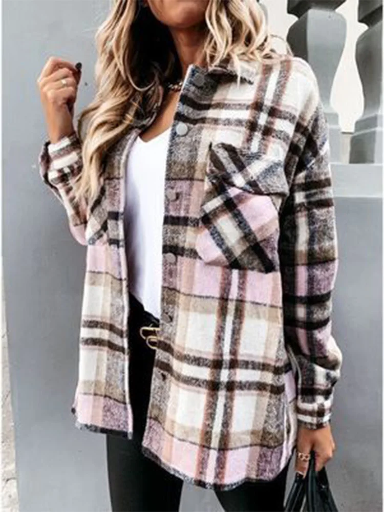 

2021 spring autumn new plaid shirt loose casual all-match women's jacket