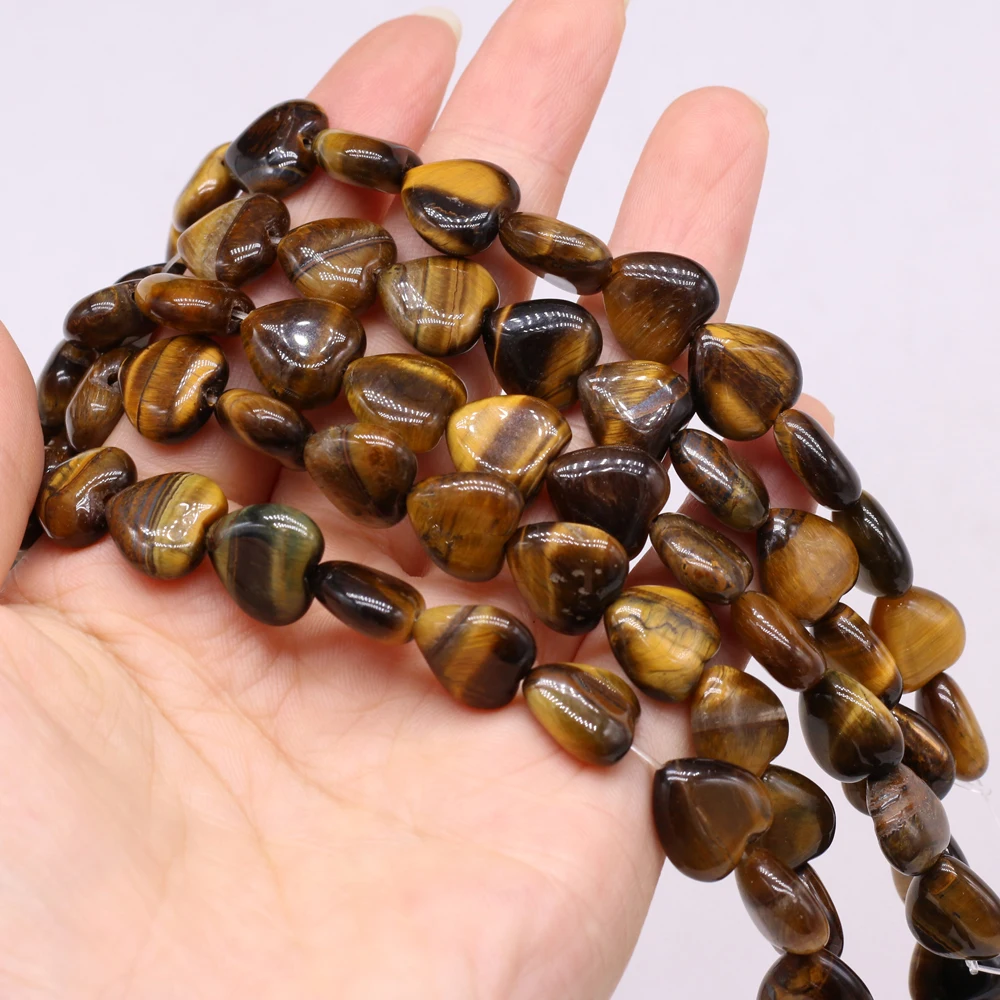 

14pcs Natural Tiger Eye Stone Beaded Heart Shape Loose Beads ForJewelry Making DIY Bracelets Necklaces Accessories 14mm