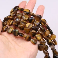 14pcs natural tiger eye stone beaded heart shape loose beads forjewelry making diy bracelets necklaces accessories 14mm