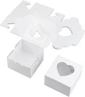 24 packs 4x4x2 5 inch cardboard bakery box with heart shaped window small treat boxes with window pastry gift box
