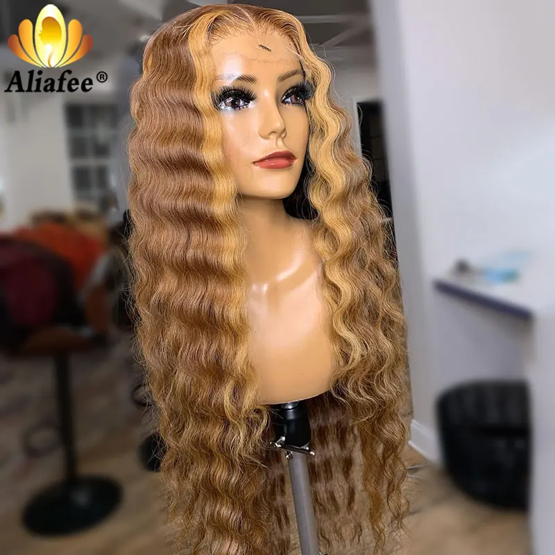 

Highlight Blonde Color 13x4 Lace Front Wigs 180% Density Remy Hair Lace Wig For Women Deep Wave Human Hair 4x4 Closure Wigs