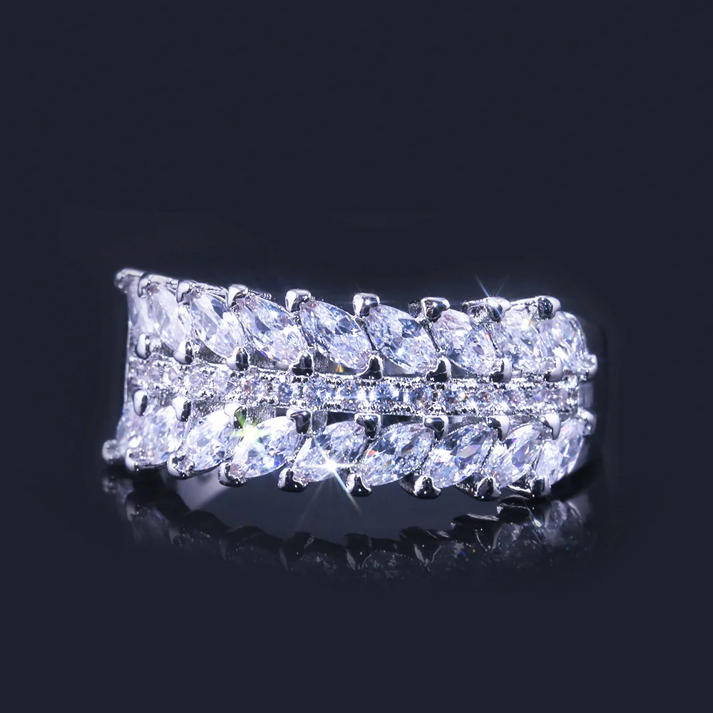 Женское Двухрядное кольцо с цирконом Visisap роскошное обручальное овальным камнем