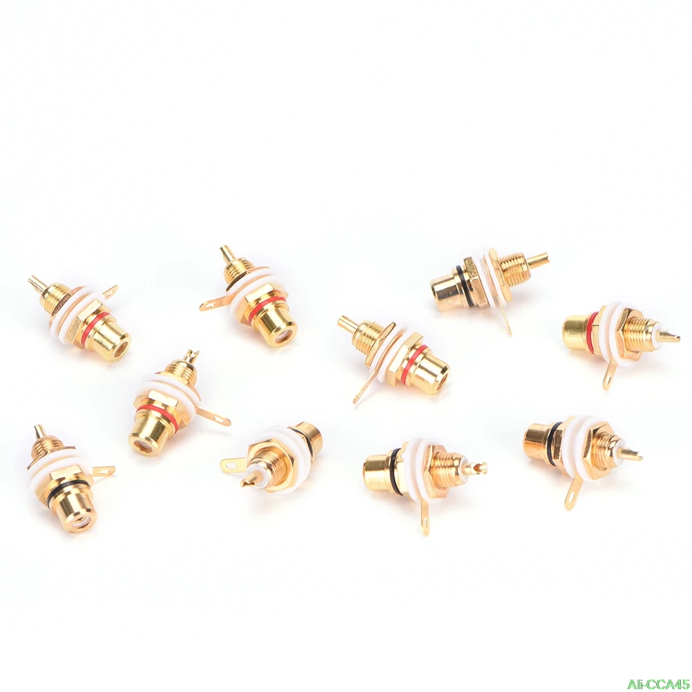 10 шт./лот Панельное крепление позолоченный RCA разъем аудиоразъем усилитель шасси