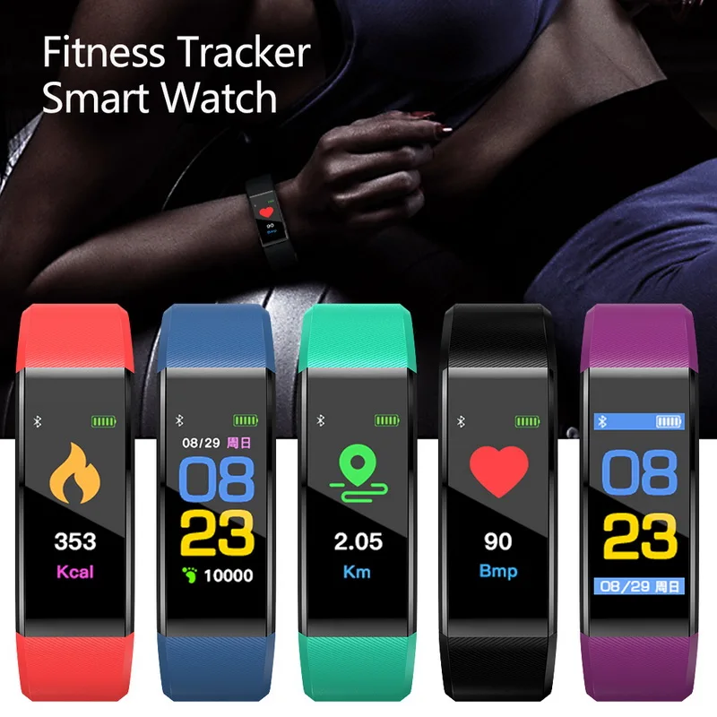 

115 Plus Smart Band Bluetooth Sport Watches Health Smart Wristband Heart Rate Fitness Pedometer Bracelet Waterproof Men Watch