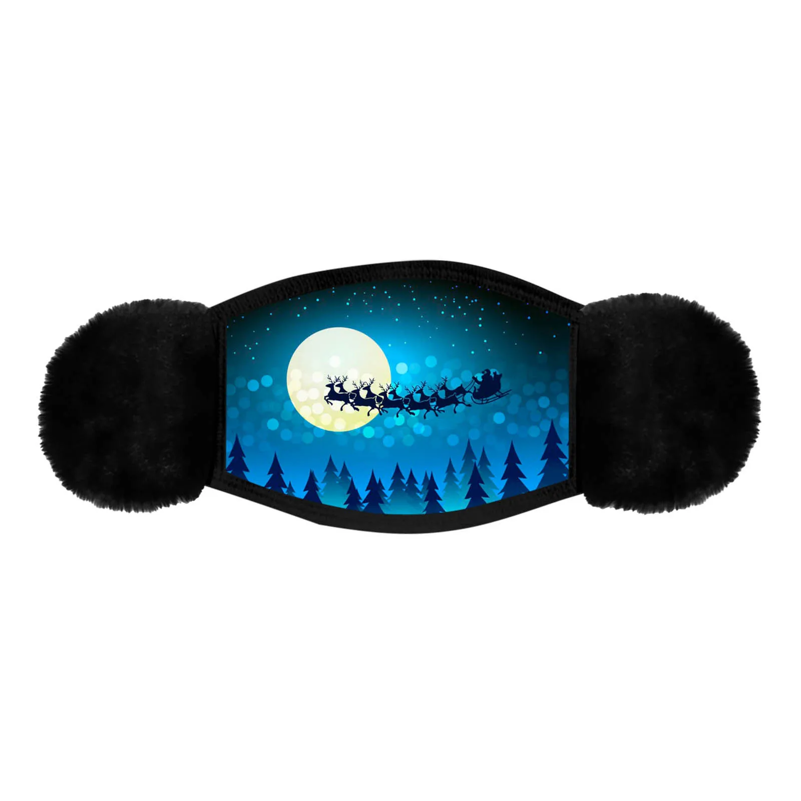 

Mascarilla 1PC Unisex Adult Winter Christmas Print Mask and Warm Hair Ball Hanging Ear Earmuffs Headband Happy New Year masque