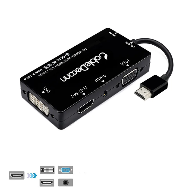 

HDMI-совместимый разветвитель для аудиои видеокабеля H-d-m-i VGA DVI, многопортовый адаптер 4 в 1, конвертер для PS3 Hdtv монитора ноутбука