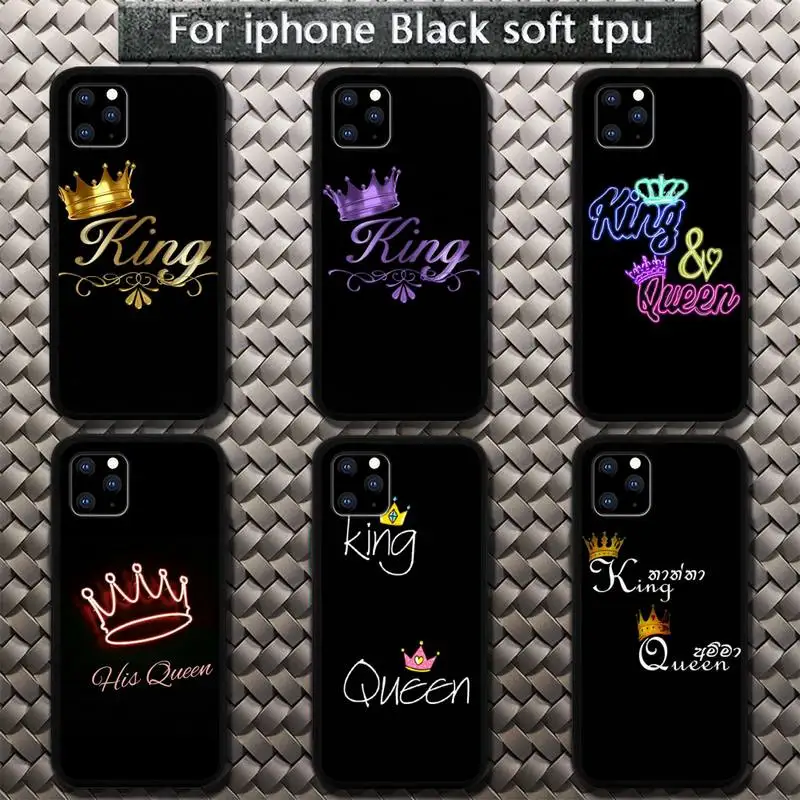 

King Queen Crown Phone Case for iphone etui 11 12 pro se 20 max xr xs x 7 8 6s plus mini Fundas Coque cover