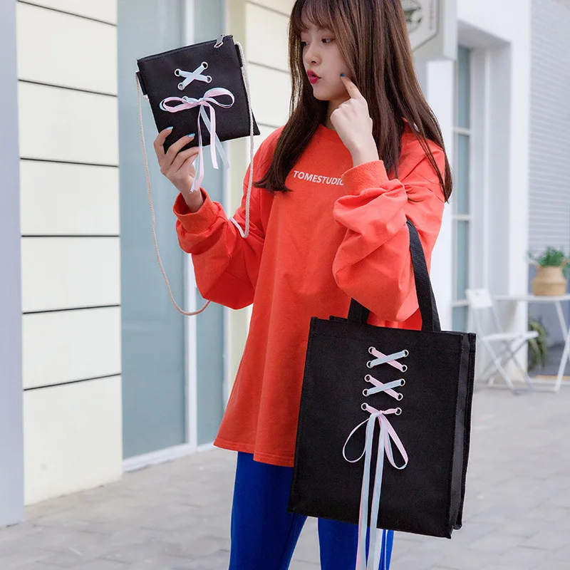 4 шт./компл. холщовые школьные сумки женские лента для рюкзака цепь рюкзак детей