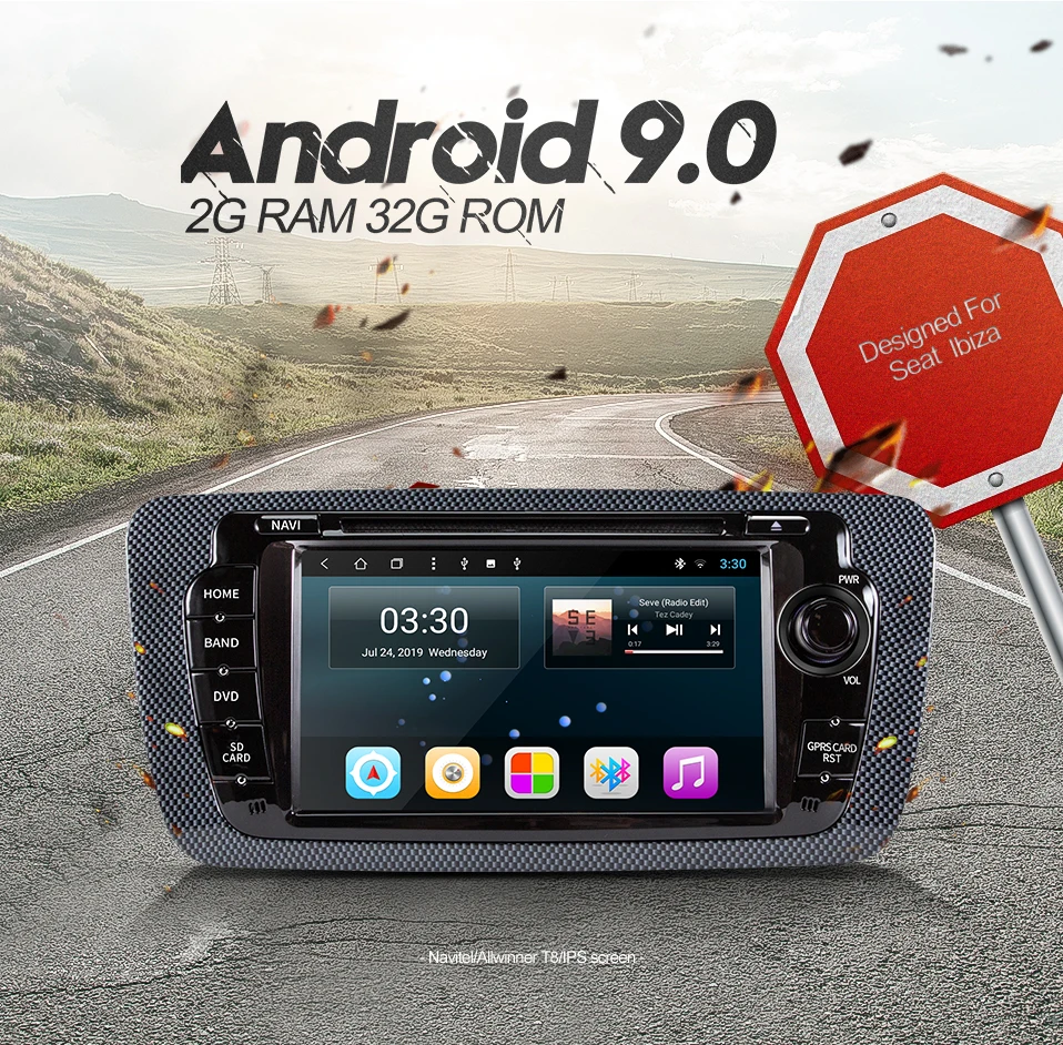 Infispruce 7 inch Android 9.0 car dvd for Seat Ibiza 2009 2010 2011 2012 2013 car radio navigation