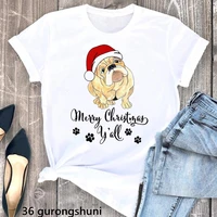 merry christmas yall bulldog graphic print t shirt women funny paw tshirt femme summer stylish t shirt femme harajuku shirt