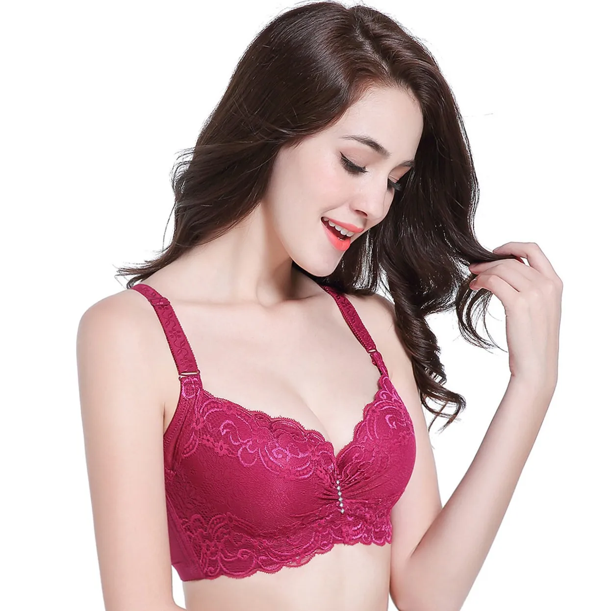 Lace Sexy Adjustment Large Size Bra Gathered Thin Female Underwear C D E Cup Wire Push Up Women Bra