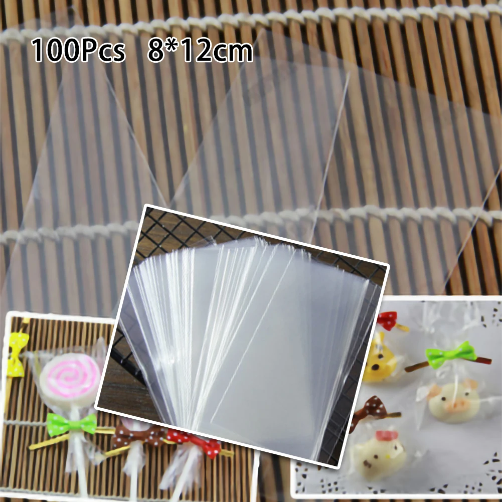100 шт. пакеты для бисквитов Плоский прозрачный пакет конфет закусок леденцов