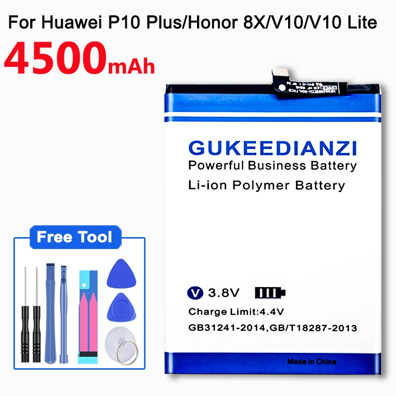 GUKEEDIANZI 4500 мАч HB386589ECW батарея для Huawei P10 Plus Honor 8X View 10 V10 BKL L09 AL20 батареи + инструменты