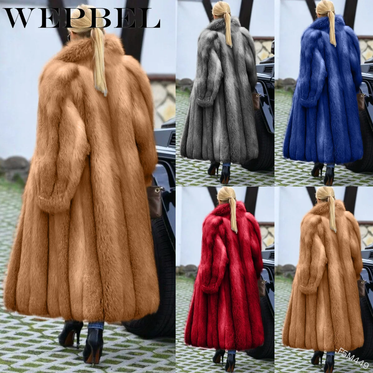 

WEPBEL Winter Women High Quality Faux Rabbit Fur Coat Luxury Long Fur Coat Loose Lapel OverCoat Thick Warm Jacket Outwear